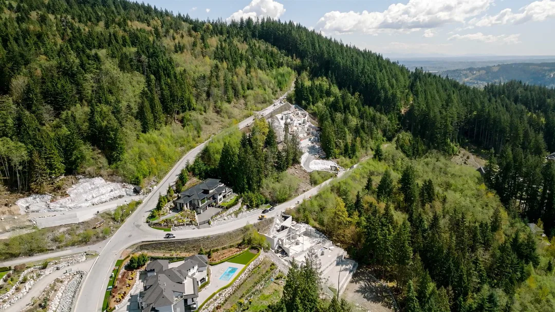 Chauhan Anmore — Pinnacle Ridge neighbourhood aerial showing the site under construction